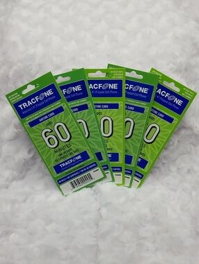 5 Brand New Tracfone 60 Minutes Prepaid Airtime Cards